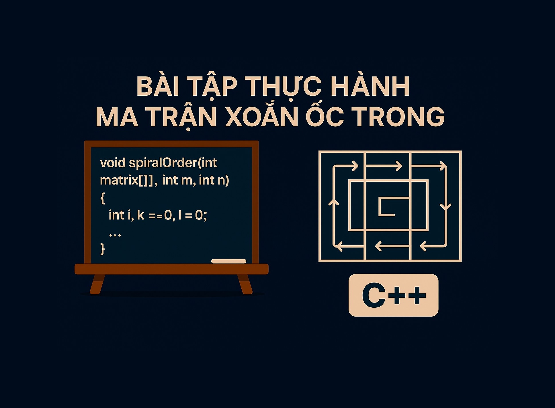 Bài 27.4: Bài tập thực hành ma trận xoắn ốc trong C++