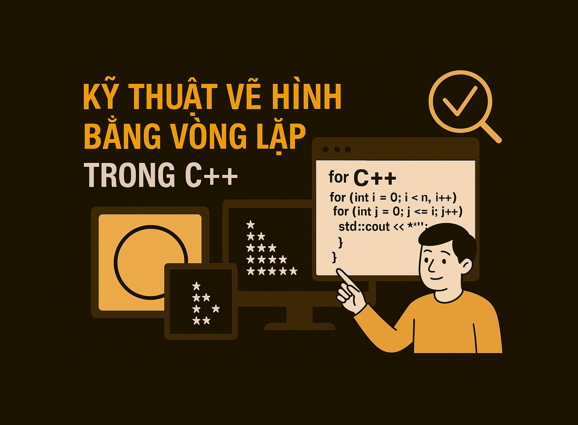 Bài 6.2: Kỹ thuật vẽ hình bằng vòng lặp trong C++