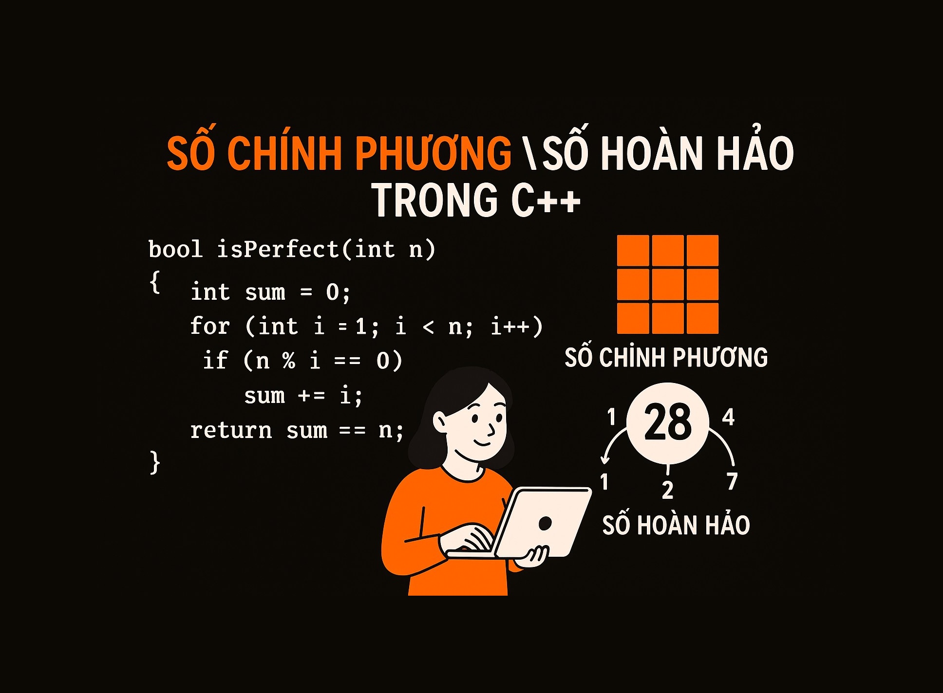 Bài 9.2: Số chính phương và Số hoàn hảo trong C++