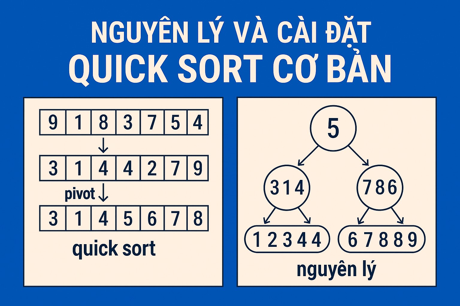 Bài 14.1. Nguyên lý và cài đặt Quick Sort cơ bản
