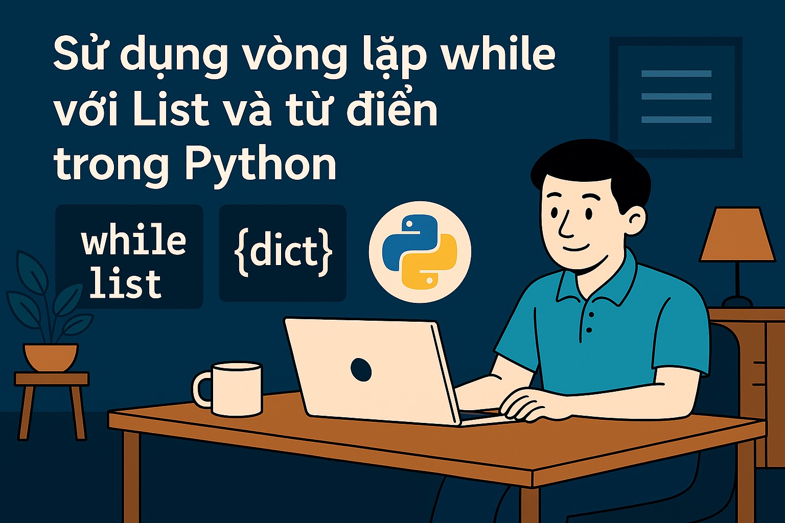 Bài 2.10. Sử dụng vòng lặp while với List và từ điển trong Python
